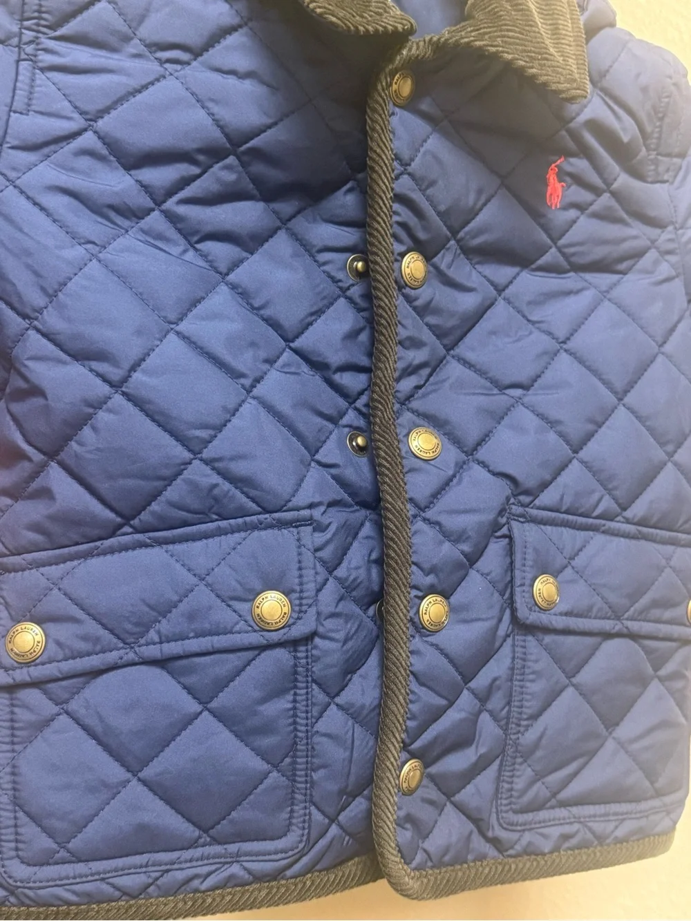 Ralph Lauren Navy Quilted Puffer Jacket with Red Pony